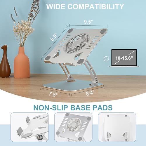 SHUWEI 360Rotating Laptop Cooling Stand w/Fan, Fits 15'' Laptop, Bule-Gray - Image 6
