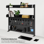 Clamp On Desk Organizer Shelf with Pegboard, Metal Adjustable Height - Image 4