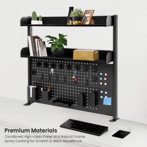 Clamp On Desk Organizer Shelf with Pegboard, Metal Adjustable Height - Image 4