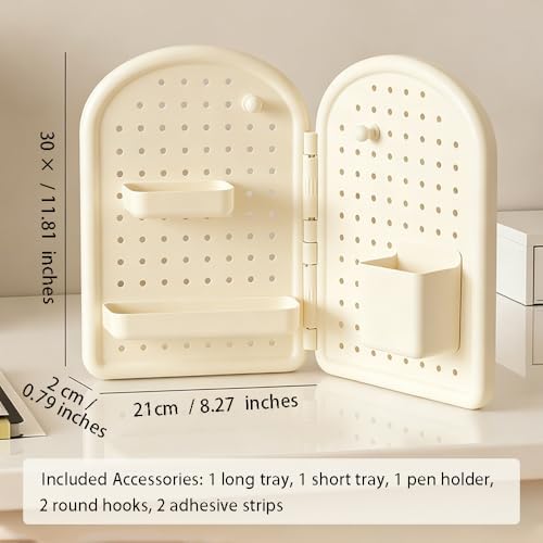 OULIGET Desktop Pegboard Organizer,No Drill Vertical Corner Pegboard Display,Collapsible Hang Desk Organizer with Pegboard Accessories,Space-Saving for Office Countertop Dorm - Image 2