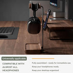muso wood Walnut Headphone Stand, Wood Headset Stand with Storage Base - Image 3