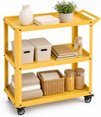 3 Tier Metal Utility Rolling Cart with Wheels, Yellow by ToolCart