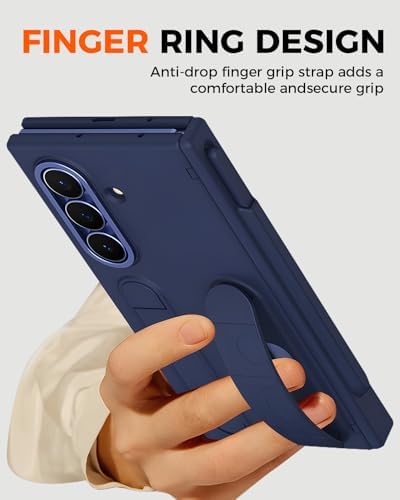 NINKI S Pen for Samsung Galaxy Z Trifold Wallet Case with Screen Protection & Loop,Heavy Duty Hinge Protector + Kickstand for Samsung Trifold Phone Case Finger Band Z Trifold Card Holder Cover Gray - Image 5