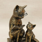 LIFFY Cat Decorative Bookends, 7“ Resin Non Skid Book Ends for Heavy Books, Parent-Child Cats Figurine Collectibles with Eye Glasses for Shelf to Hold Books, Whimsical Cat Decorations for Cats Lovers - Image 2