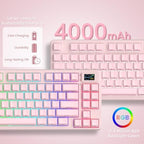 Womier 75% Pink Keyboard Wireless with Color Multimedia Screen - Image 6