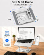 2-in-1 Laptop Stand with Phone Holder, 360° Swivel Laptop Riser for Desk - Image 7