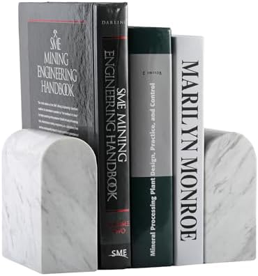 Koville Greek Natural Marble Bookends for Shelves, Book Ends for Heavy Books, 13LBS Ultra Heavy Duty Book Holders, Triumphal Arch Bookends Office Bookshelf Decor for CDs/Video Games(Volakas) by Koville