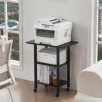 YUFAM 3 Tier Home Printer Stand with Storage, Black - Image 5