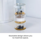 OfficeGoods 3-Tier Stackable Acrylic Holder, Clear with Gold Metal Base - Image 4