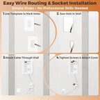 In Wall Cable Management Kit with Recessed Outlet Box, 4 Outlets, 9.8FT Cord, Hand Saw & Cable Ties, TV Cord Hider for Wall Mounted TV, Fits All Plugs, Easy Safe Cable Management for TV & Home Theater - Image 6