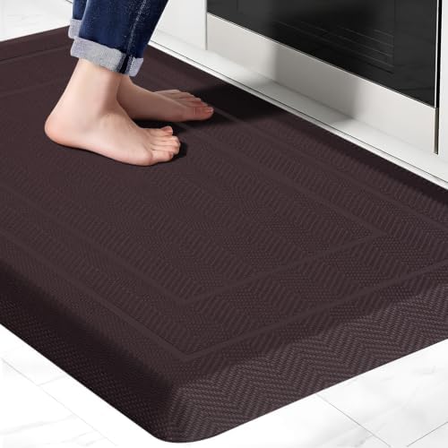 UKISS 9/10"" Extra Thick Cushioned Anti Fatigue Kitchen Mat, Waterproof High Density Foam Standing Desk Mat, Non-Slip Ergonomic Comfort Mat for Kitchen, Office,Workstation (Brown, 20" X 32") by Unknown