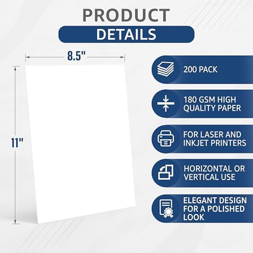 200 Certificate Paper 8.5 x 11 for Printing - Blank Certificate Papers for Award Certificates & Diploma Paper - Premium White Award Papers Cardstock for Awards & Certificates Graduation - Image 2