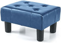 BRIAN & DANY Small Foot Stool, Leather Foot Stools with Legs, Stable Small Footstool for Living Room, Sapphire by BRIANDANY