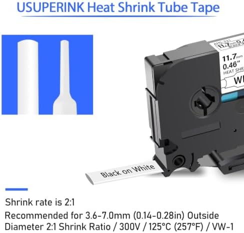 5PK HSe-231 11.7mm Compatible for Brother Ptouch Heat Shrink Tubing - Image 2