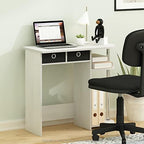 Furinno Go Green Desk, 31.5" Wide Gaming Desk with 2 Side Shelves and Storage Bins, Computer Desk, Office Desk for Home Office, Study Room, Dorm, Bedroom, White Oak - Image 2