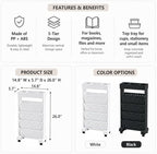 BYFU 5-Tier Movable Bookshelf Cart, 26.0" H, White - Image 3