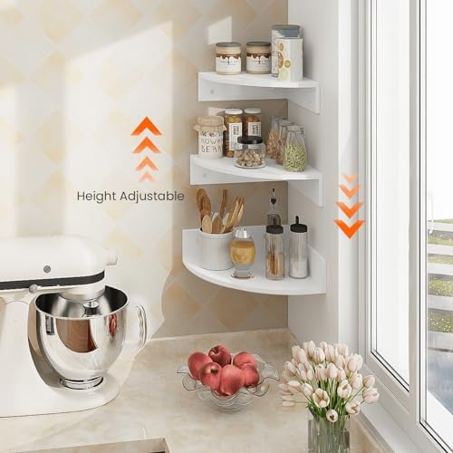 Homode Floating Corner Shelves, Set of 3 Wood Corner Wall Shelves with Wire Hole, 12 Inch Deep Hanging Corner Display Shelf for Living Room, Kitchen, Bedroom, White - Image 6