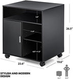 FITUEYES Mobile Wood Printer Stand with Cabinet & Adjustable Shelves, Black - Image 5