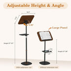 Snughome Floor Book Stand with Removable Tray, Wood Standing Book Stand for Reading, Height Adjustment 21"-51", Music Stand Cookbook Stand Textbook Stand Laptop Stand Book Holder for Display - Image 5