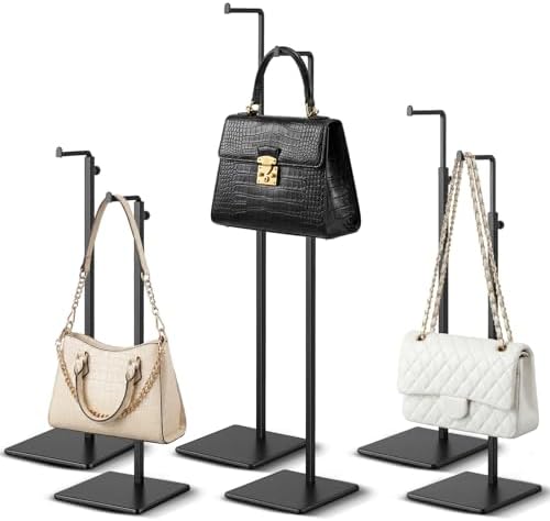 Wenqik 6 Pcs Purse Hanger Rack Showing Bags, Handbag Display Stand, for Purses and Wreath, Adjustable Hook Stand for Tabletop, Closet, Desk, and Retail Use for Vendors, Black by Wenqik