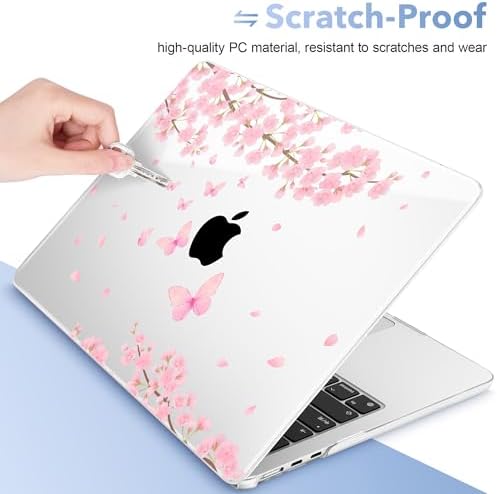 May Chen for MacBook Air 15 inch Case M5 M4 M3 M2 2026 2024-2023, Model A3448 A3241 A3114 A2941, Closes Seamlessly Hard Shell Laptop Cover with Keyboard Cover, Cherry Blossom - Image 3