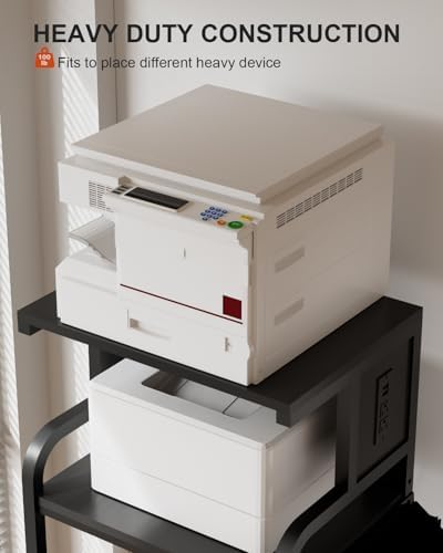 4-Tier Tall Printer Stand with Storage Adjustable Shelf and Bag - Image 3