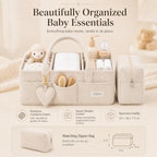 Baby Diaper Caddy Organizer with Matching Zipper Pouch, Soft Corduroy Diaper Storage Basket, Nursery Organizer with Removable Divider, Newborn Essentials, Baby Registry Must Have, Gift for Baby Shower - Image 4