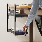 Clamp On Desk Shelf 2-Tier, 16.5 in Wood Shelving Unit for Office Desk/Gaming Accessories, Tabletop Book Storage Rack, Shelf for Top of Desk, Black - Image 5