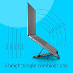 Kensington Adjustable Aluminum Laptop Stand for Desk, Ultra-Slim Lightweight Foldable Portable Notebook Holder, Anti-Slip Silicone Tablet Mount for 10"-17" Laptops and Tablets, Black K50428WW - Image 3