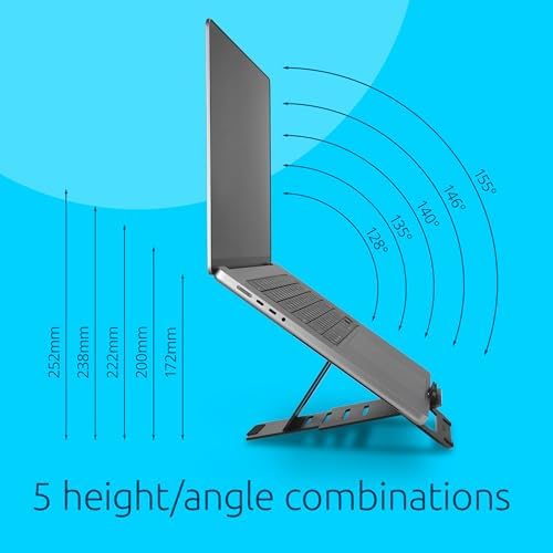 Kensington Adjustable Aluminum Laptop Stand for Desk, Ultra-Slim Lightweight Foldable Portable Notebook Holder, Anti-Slip Silicone Tablet Mount for 10"-17" Laptops and Tablets, Black K50428WW - Image 3
