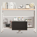 Desk Shelf Bookcase 1-Tier Metal Desktop Bookshelf Hutch with Grid Panel and DIY design possible Multipurpose Storage Organizer Display Rack for Dorm Office Home Computer Desk(White 45.3"×7.9"×38.6") by CDYYIQ