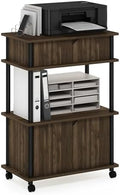 Furinno Turn-N-Tube Printer Stand with Storage, 4-Tier Printer Table with Wheels, Closed Cabinets, Large Printer Stand for CPU, Office Supplies, Home Office, Brown Walnut by Furinno-FitsYourSpaceFitsYourBudget