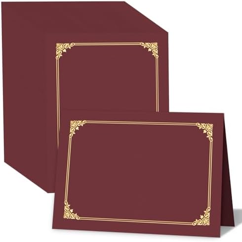 HAUTOCO 90 Packs Certificate Holders, Burgundy Diploma Holders, Document Award Covers Certificate Folders with Gold Foil Border for 8.5x11 Letter Size by HAUTOCO