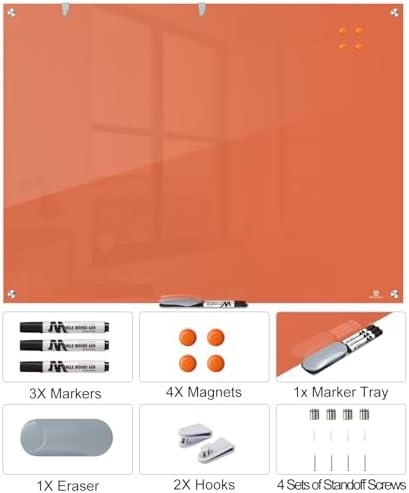 TSJ OFFICE White Board for Wall - 48" x 36" Orange Glass Board 4 X 3 FT - Image 4