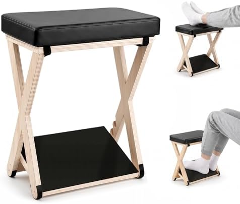 Adjustable Foot Rest Under Desk, Solid Wood Ergonomic Under Desk Footrest with Detachable Memory Foam Pad, Double Layer Foot Stool and Leg Rest with 3-Level Angle, for Home Office Gaming Chair by Serdyes