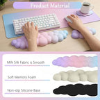 Cloud Mouse Pad Keyboard Wrist Rest 4PCS Extended Large Pink Sky Desk Mat Pad Set Memory Foam Non-Slip Cute Ergonomic Gaming Mouse Pad Wrist Support for Computer Laptop Home Office Pink Purple - Image 2