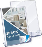 Vicenpal 4 Pcs Acrylic Flyer Holder Stand with Business Card Pocket 8.5x11 by Vicenpal