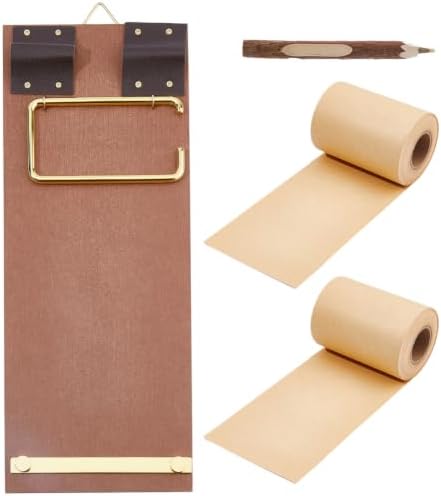 Refillable Hanging Notepad with Cutter and Pen for Wall Vintage Clipboard Memo Board Kraft Paper Roll Wooden Note Paper Dispenser Mounted Paper Holder for to-do List Home Office(Burlywood) - Image 7