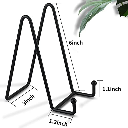 Decolore 6 Inch 5 Pack Black Metal Display Stands Plate Holder Display Stands for Picture, Decorative Plate, Book, Photo Easel, Artistic Work - Image 2