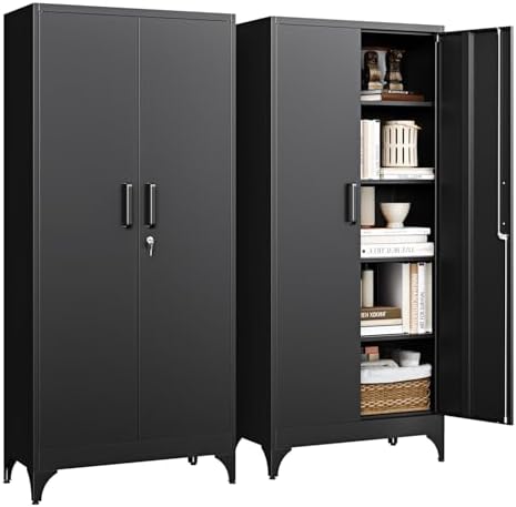 Letaya 71" H Metal Storage Cabinet with 2 Doors and 4 Shelves,Tall Kitchen Pantry Cabinets,Utility Pantry Organizers for Cupboard/Dining/Bathroom/Home Office/Garage, Steel Tool Cabinets by LetayaMetalCabinets