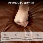 Adjustable Ottoman Pouf, 60 Degree Tilt Footrest, Brown Synthetic Leather - Image 4