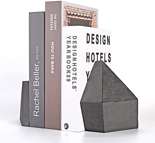 Decorative Bookends, Heavy Duty Cast Iron, Art Shelf Decor, Geometry Abstract Theme (Black) by Ambipolar - Image 4