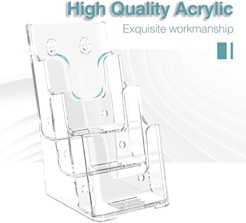 Brochure Holder 4x9 Inch 3 Tier Acrylic Literature Holders Clear Plastic Flyer Display Stand Countertop Use or Wall Mount Pamphlet Holder Organizer for Office, Lobby, Hotel, Trade Show, 4 Pack - Image 2