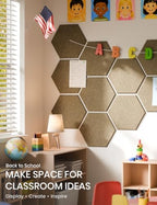 Fluxynara 8-Pack Hexagon Felt Bulletin Board Tiles, Olive Brown - Image 5