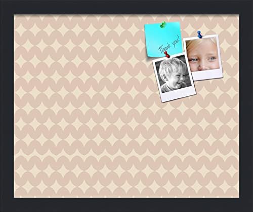 PinPix 16x13 inch Cork Bulletin Board. This Decorative Framed Pin Board Comes with Diamond Pattern in Light Pink and Cream Design and Satin Black. Ideal for Home, Office Decor or School (PinPix-294) by PinPixBulletinBoards