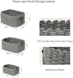 Woven Paper Rope Wicker Basket for Organizing(Set of 3,Grey) - Image 6