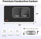 Hooga Grounding Mat for Desk, Feet & Floor – Conductive Carbon Grounding Pad with 15 Ft Cord, Non-Slip Backing, 24" x 16" Indoor Grounding Mat (Pack of 2) - Image 3