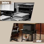 22" x 15" Under Desk Rolling Printer Stand, 2-Tier Industrial Mobile Printer Table with Strong Fabric Drawer, Storage Shelf, Steel Frame and Lockable Wheels, Printer Cart for Home Office (Black) - Image 4