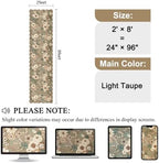 DUKINO 2x8 Washable Runner Rug, Floral Non Slip Kitchen Rugs, Light Taupe - Image 2