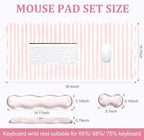 L-SPOUTTO Pink Striped Mouse Pad Set,Scalloped XXL Desk Mat + Ergonomic Mouse Wrist Rest + Gel Keyboard Wrist Rest for Keyboard 65%/75%,3in1 Large Desk Pad for Desktop Home Office Computer Game - Image 5